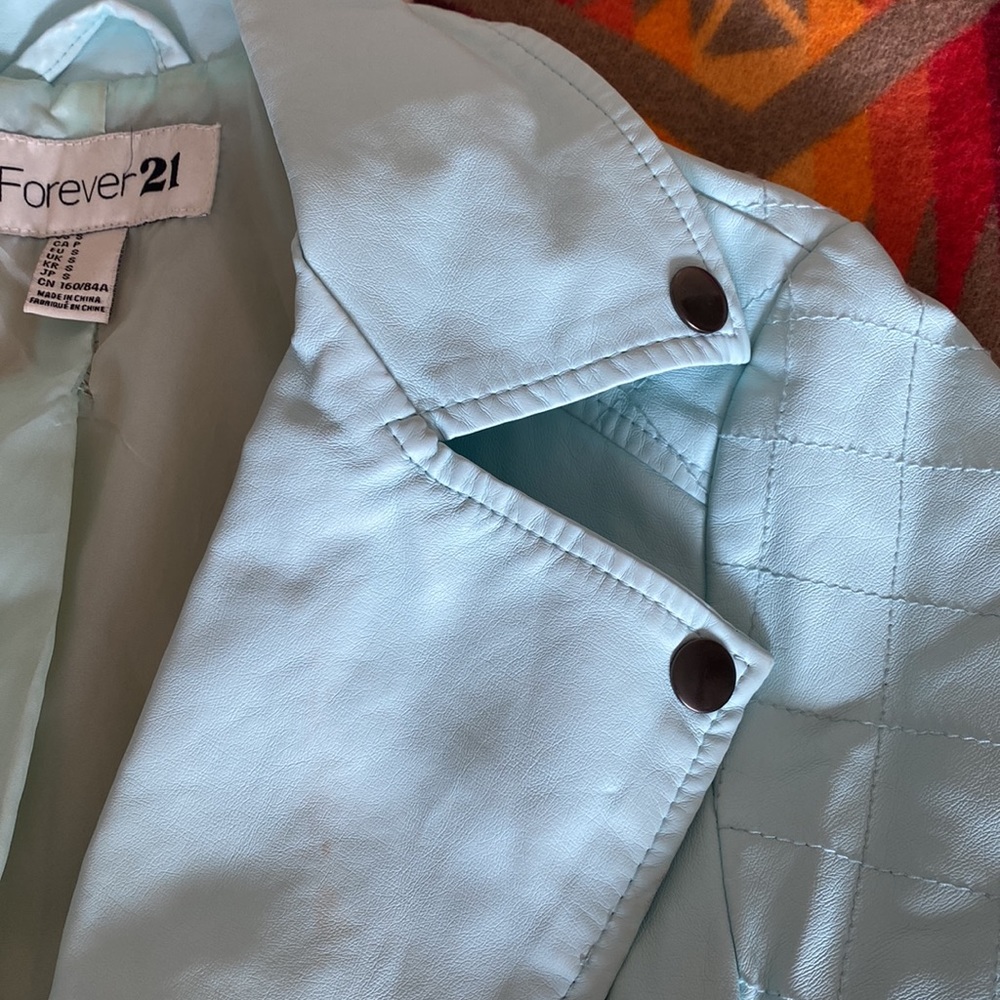 Forever 21 Leather Turquoise/ Teal Jacket - Picture 4 of 6